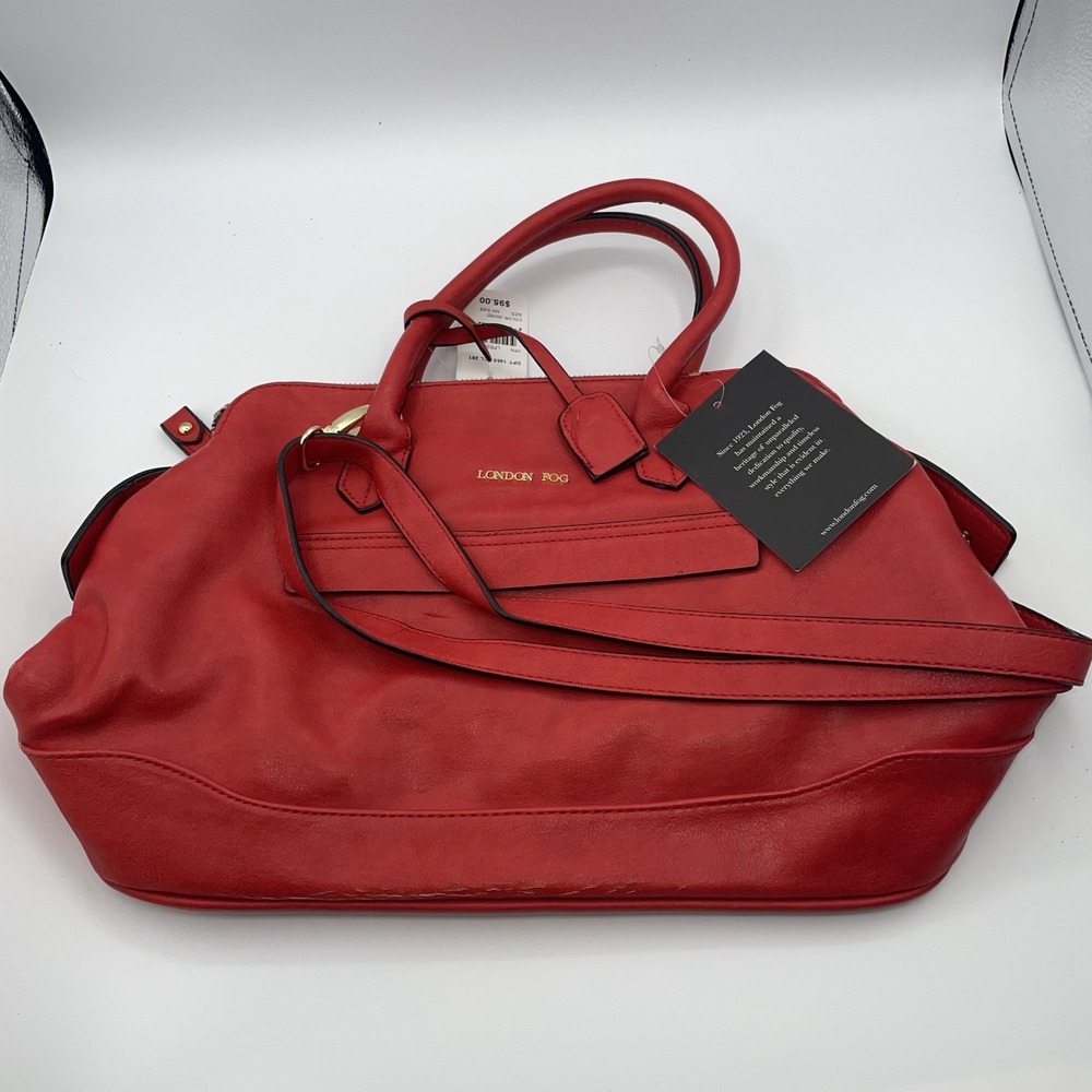 London Fog Satchel Handbag Womens Red Adjustable Crossbody Strap Shoulder Bag